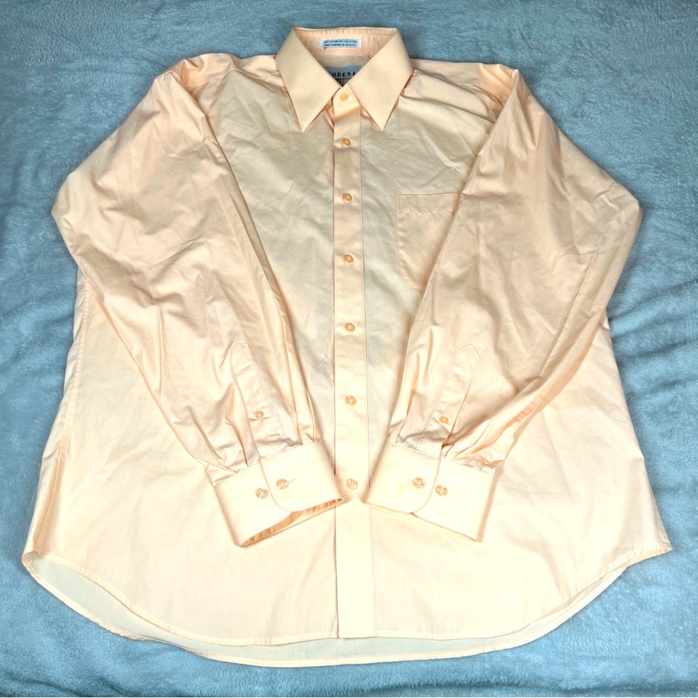 Modena Dress Shirt Mens 16.5 34/35 Regular Button Up Long Sleeve Peach Office